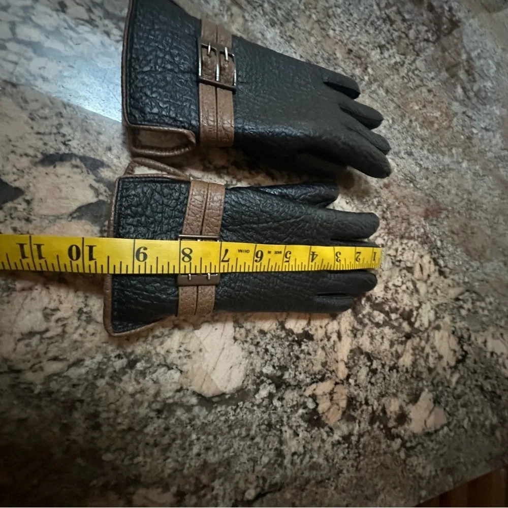 Chic Black and Brown Leather Gloves